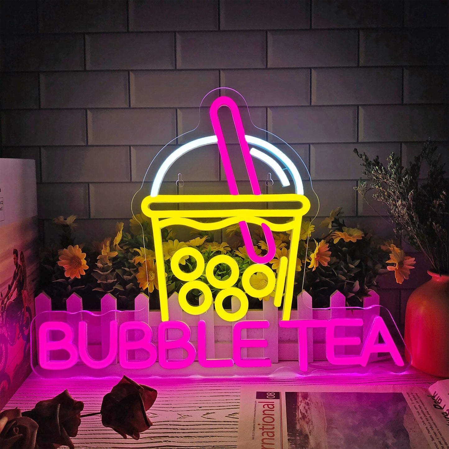 Neon Boba Tea Sign
